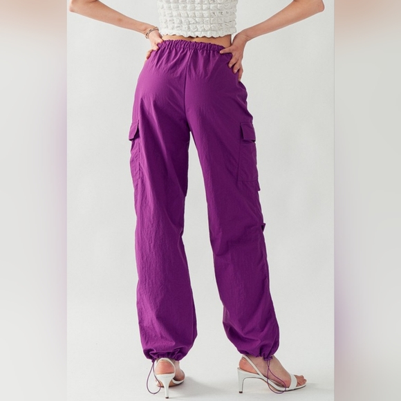 #255 🛑28 M, L BOHO FABULOUS WAIST ELASTIC PARACHUTE CARGO PANTS - Picture 13 of 16